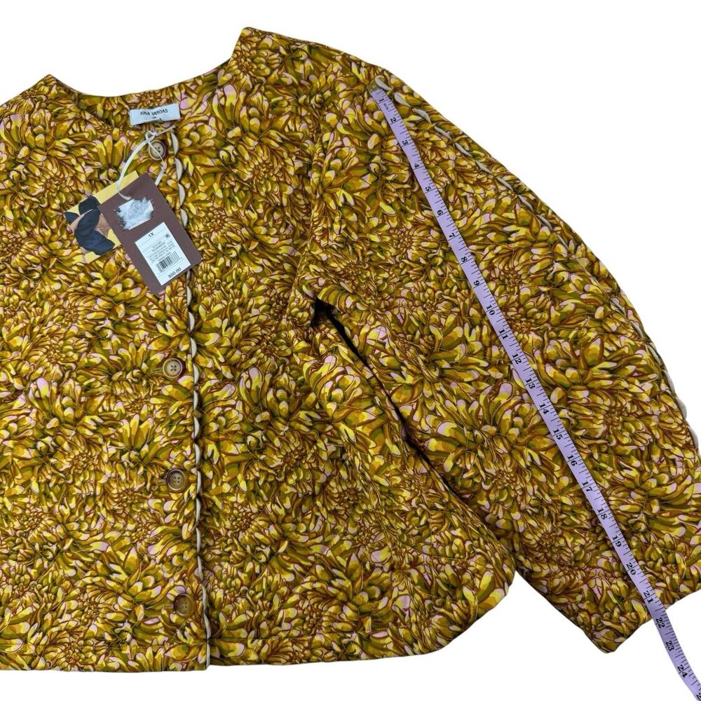 Kika Vargas x Target NEW 1X Yellow Gold Mum Floral Quilted Jacket Barrel Sleeve - Picture 14 of 14